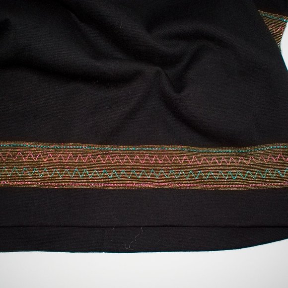 Vintage Black Retro Top Blouse V Neck Bell Sleeve Arbe Imports from Italy - Picture 5 of 7